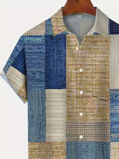 Gabriel - chemise décontractée à manches courtes à motif géométrique pour homme