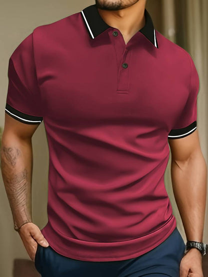 Caleb - chemise tendance à manches courtes et bloc de couleur avec fermeture à bouton et revers