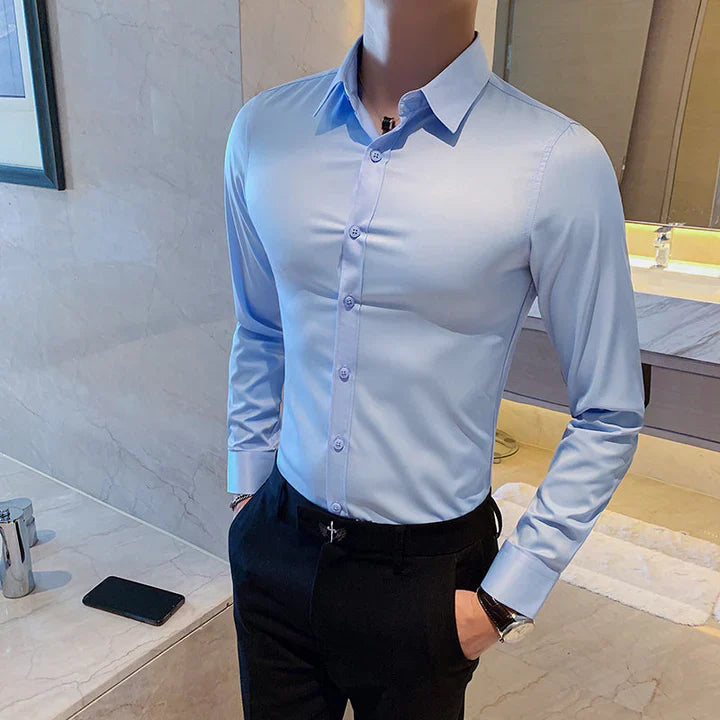 Elégante chemise d'affaires pour homme, coupe étroite, col kenthal