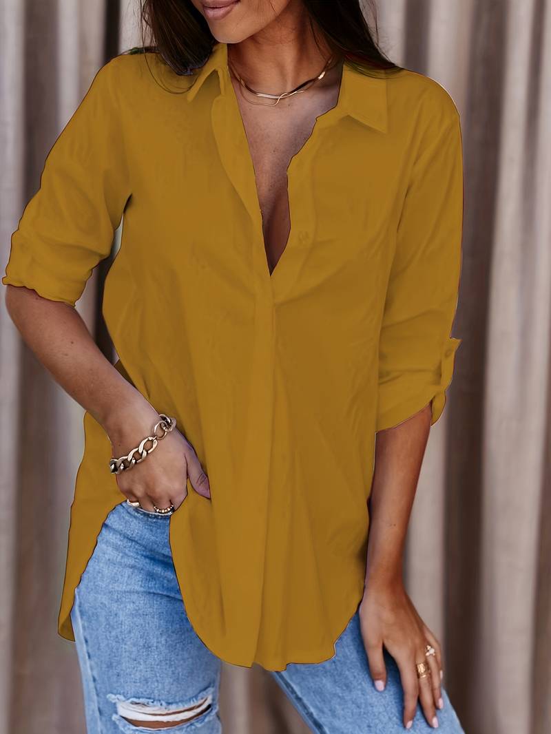 Ashley - chemise solide et simple avec boutonnage sur le devant