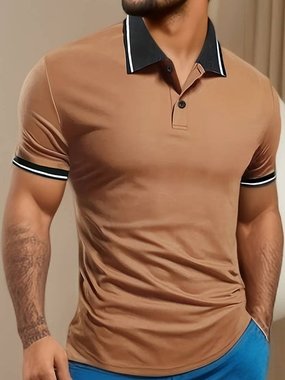 Caleb - chemise tendance à manches courtes et bloc de couleur avec fermeture à bouton et revers