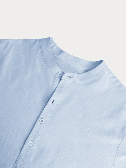 Chemise décontractée à manches longues en lin et coton pour homme