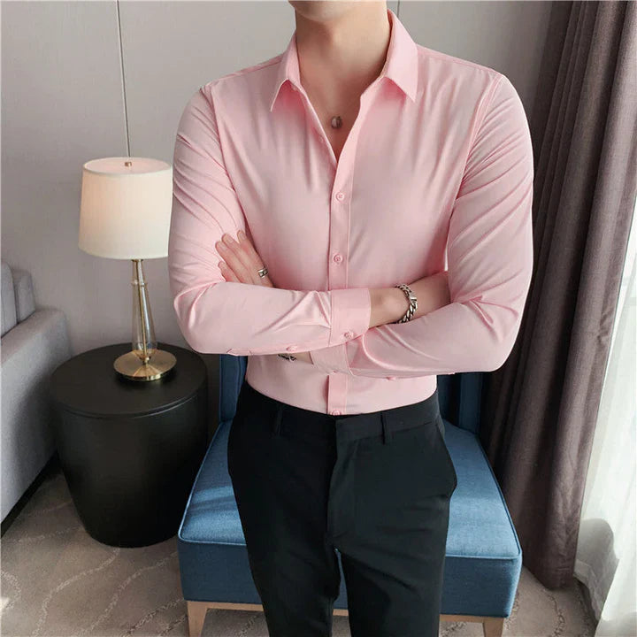 Elégante chemise d'affaires pour homme, coupe étroite, col kenthal