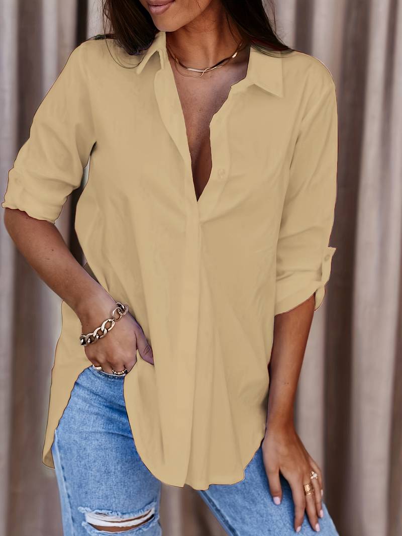 Ashley - chemise solide et simple avec boutonnage sur le devant