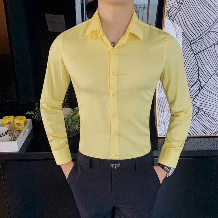 Elégante chemise d'affaires pour homme, coupe étroite, col kenthal