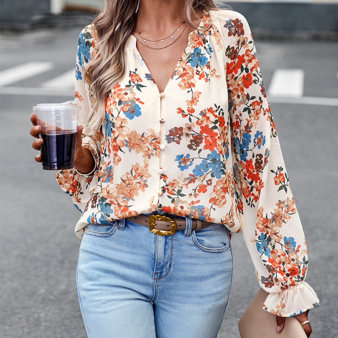 Abby - Blouse à manches longues avec fleurs