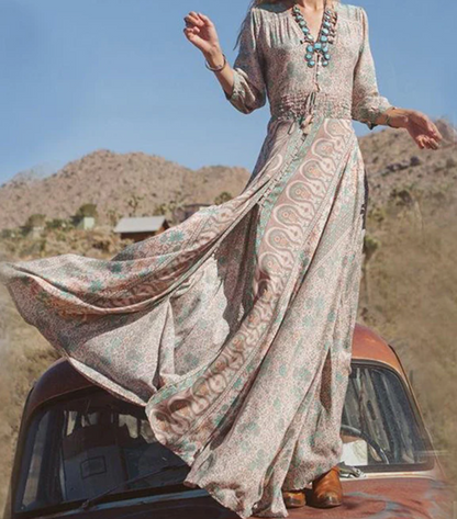 ZULANA - Longue robe maxi au look vintage