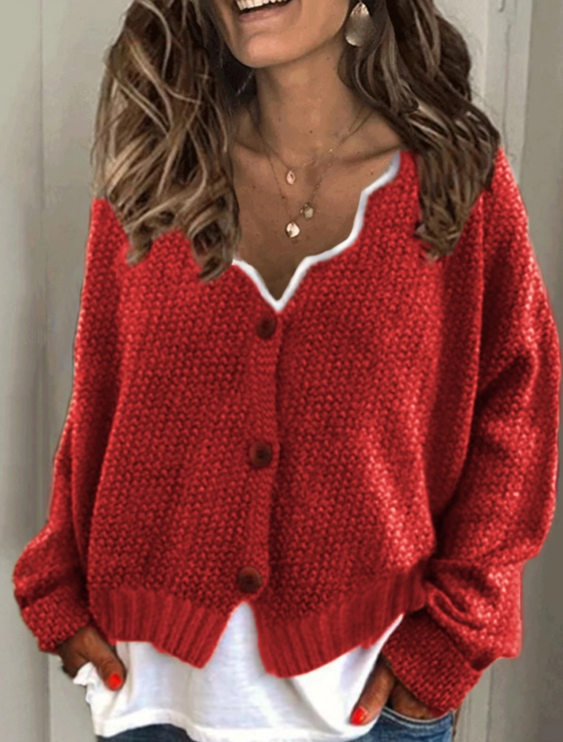 ALANE - Cardigan en tricot décontracté et moderne