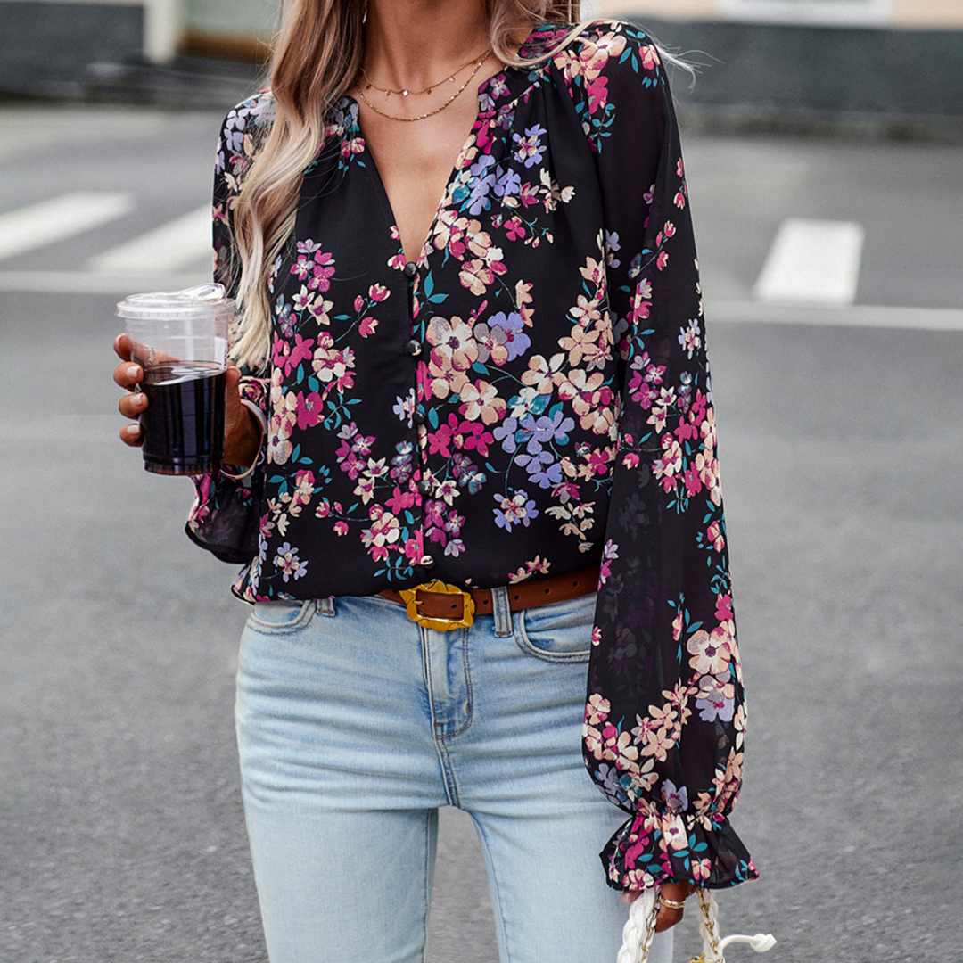 Abby - Blouse à manches longues avec fleurs