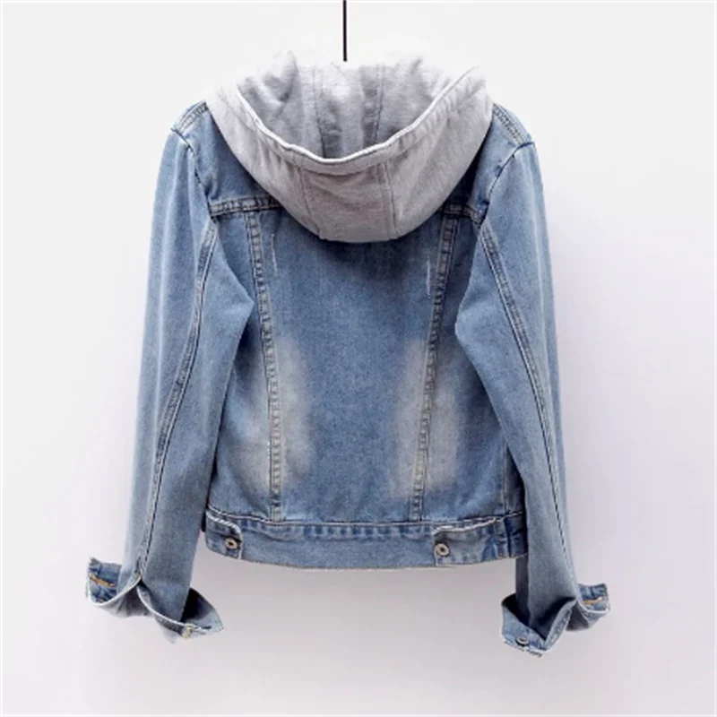 Veste denim femme avec capuche amovible