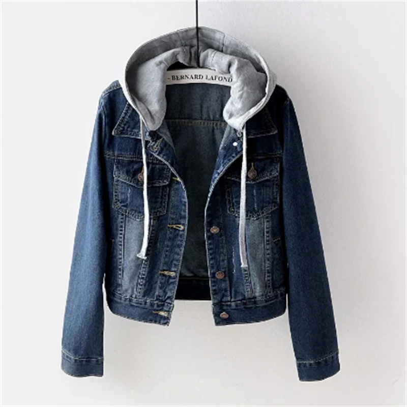 Veste denim femme avec capuche amovible