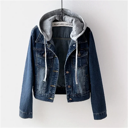 Veste denim femme avec capuche amovible