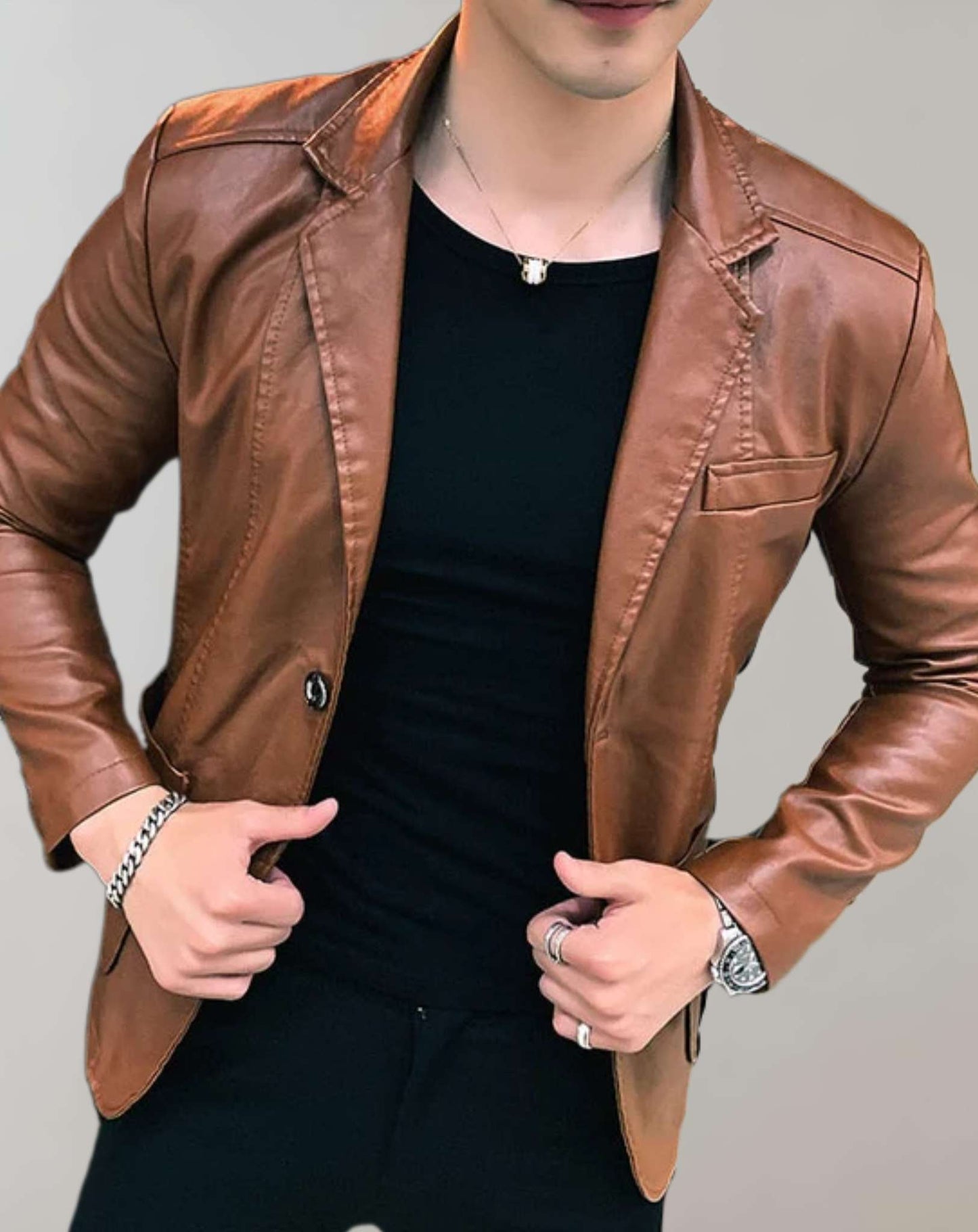 Turner - veste en cuir décontractée pour hommes