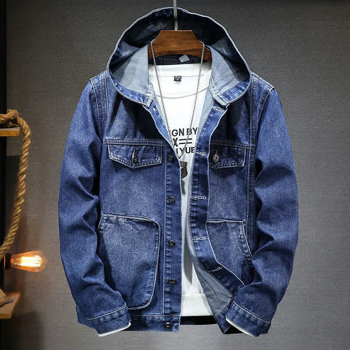 Veste en jean pour hommes avec capuche style vintage