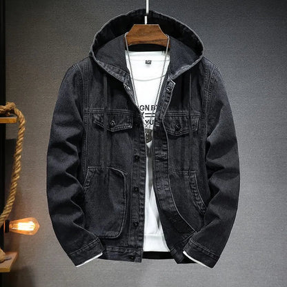 Veste en jean pour hommes avec capuche style vintage