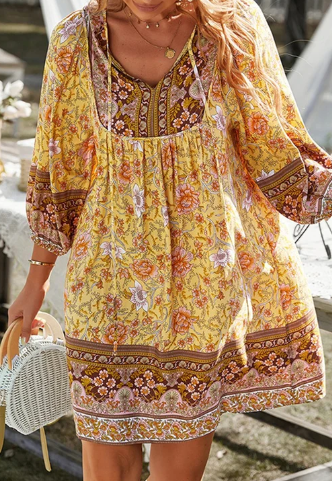 Scarlett - Robe boho avec imprimé floral vintage