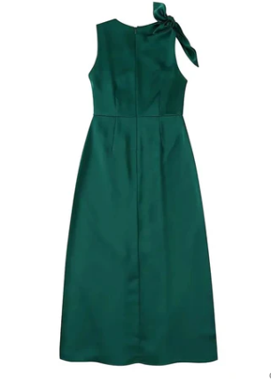 Victoria - robe maxi à volants pour femme en satin vert