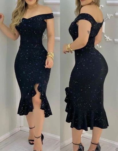 Sophia - Robe de cocktail brillante sans bretelles