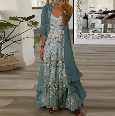 Abigail - robe maxi bleue