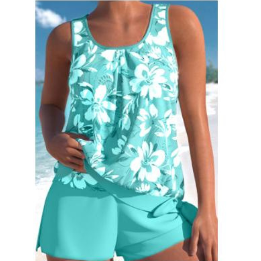 Adalina | ensemble tankini bicolore imprimé fleuri pour femme