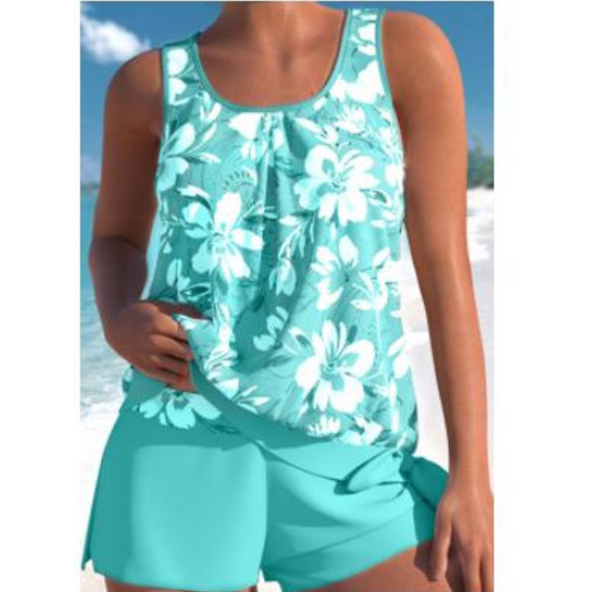 Adalina | ensemble tankini bicolore imprimé fleuri pour femme