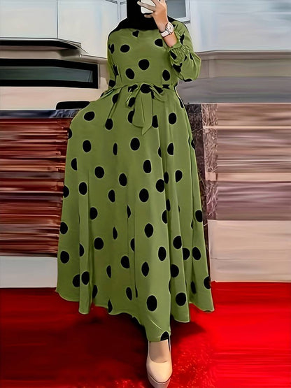 Scarlett - Robe à pois à manches longues et col rond