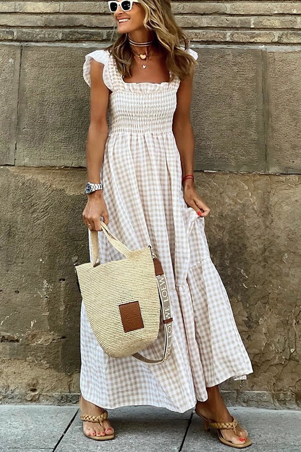 Rosie - robe maxi stylée à carreaux