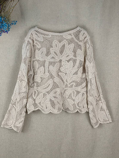 Aria - chemise à manches longues en dentelle avec motif à fleurs