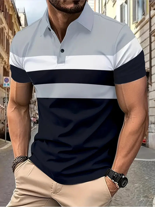 Alexander - chemise décontractée à manches courtes pour homme avec design de blocs de couleurs