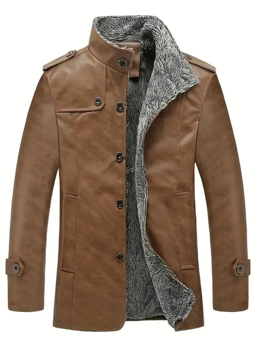 Taliesin - Veste en cuir doublée de molleton pour homme