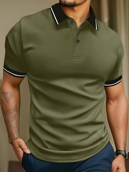 Caleb - chemise tendance à manches courtes et bloc de couleur avec fermeture à bouton et revers