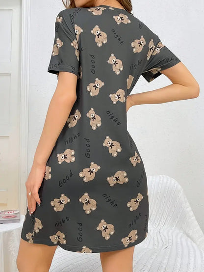 Sadie - Robe de nuit ample imprimée de lettres pour femme